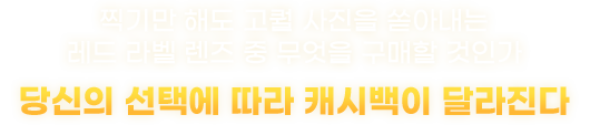 찍기만 해도 고퀄 사진을 쏟아내는 레드 라벨 렌즈 중 무엇을 구매할 것인가 당신의 선택에 따라 캐시백이 달라진다